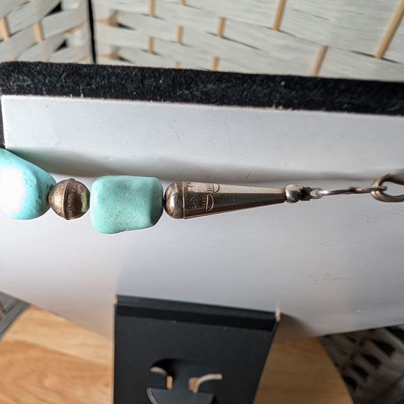 Chinese Turquoise Knuckle Bone Bead Necklace 42g - Picture 6 of 8